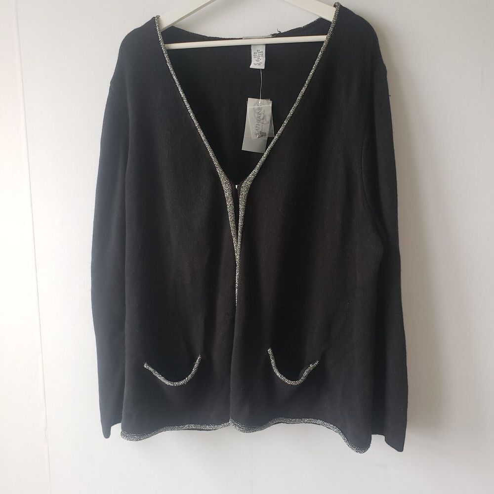 Catherines Black & Silver Whimsigoth Open Front Cardigan Sweater size 2X